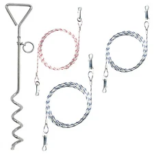 2x1.5m Dog REFLECTIVE Tie Out Cable & Heavy Duty Ground Spike Stake for camping