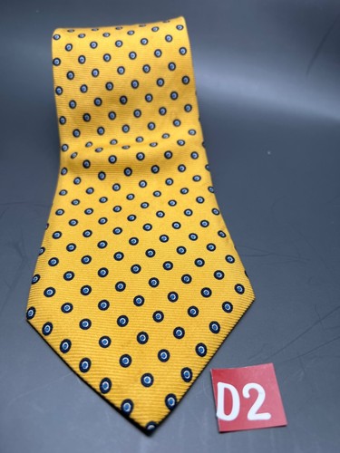 Corbata Brooks Brothers Makers All Silk EE. UU./Italia 57" x 4" puntos amarillos/dorados