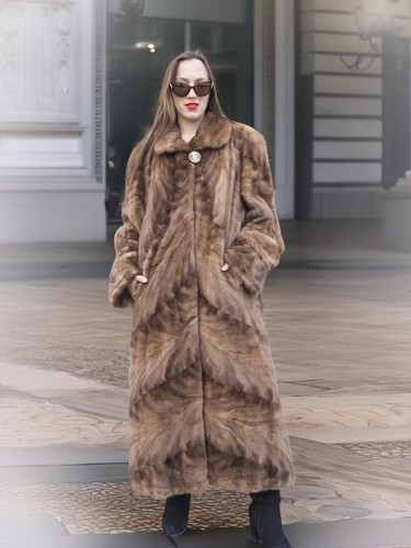 Espresso Mist – Mink Section Coat with Regal Swing 50" Long Fast Shipping - Picture 6 of 24