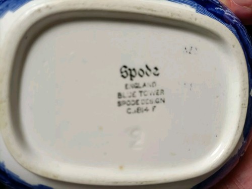 SPODE England,  Blue Tower, schöne Zuckerdose mit Deckel - Picture 6 of 6