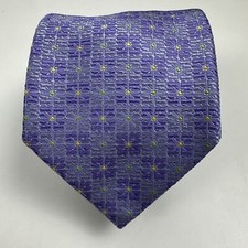 Holland & Sherry Men's Silk Neck Tie Purple Floral 58L 3.5W Made in USA