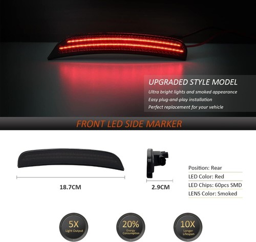 For Dodge Charger 2015-23 Front Rear Bumper Side Marker Light Front Rear Set 4pc - Picture 5 of 11