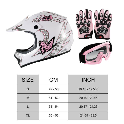 Motorcycle Child Kids DOT Youth Helmet Full Face Dirt Bike ATV Goggles Gloves - Picture 11 of 24