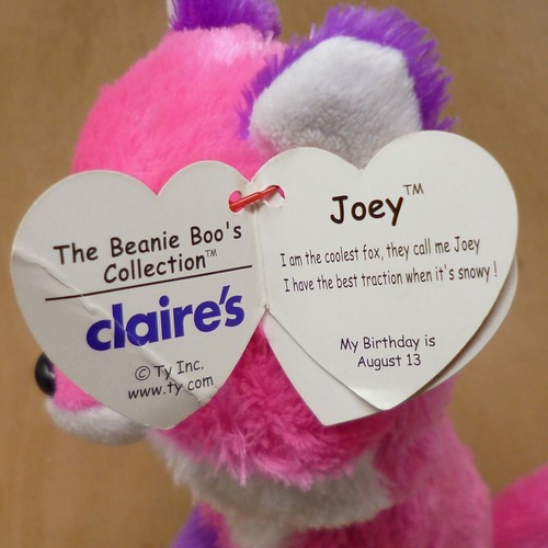 Rare Ty Beanie Boos Boo - Joey the Pink Fox Plush Soft Toy Claire's Exclusive 6" - Picture 5 of 8