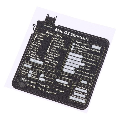 1PC Design for Mac OS System Keyboard Shortcut Sticker Black No residue Lap-w-mx - Foto 4 di 11
