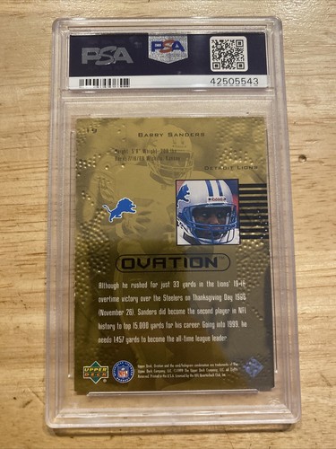 Barry Sanders PSA 7 Upper Deck Embossed Collector Card Man Cave Detroit 1999 - Picture 9 of 12