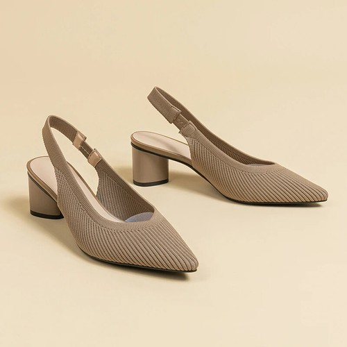 Große High Heel Sandalen Mode Streifen weich atmungsaktiv Strick rund dicker Absatz - Bild 33 von 34