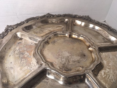 Goldfeder Silver Soldered Stud Silver Plated Lazy Susan Serving Platter 20" - Picture 4 of 9