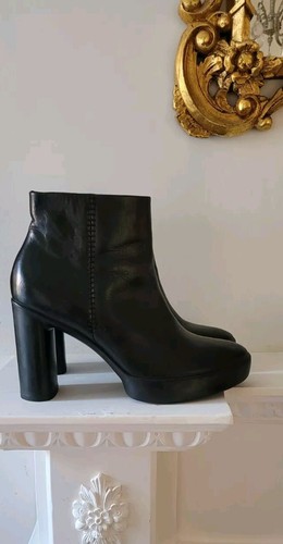 ECCO BLACK LEATHER PLATFORM CHELSEA ANKLE BOOTS EU39 UK6 NEW - Picture 18 of 21