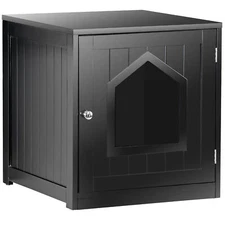 Cat Litter Box Furniture Enclosure Hidden Cabinet Kitty House Cat Washroom Black