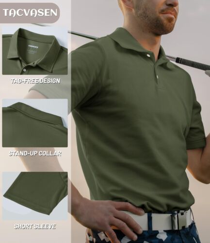 Mens Golf Polo Shirts Casual Travel Quick Dry T-Shirt Short Sleeve Athletic Tops - Picture 36 of 55