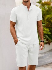 Mens Tracksuit 2-Piece Set Short Sleeve T Shirts Shorts Sweatsuit Outfit Set