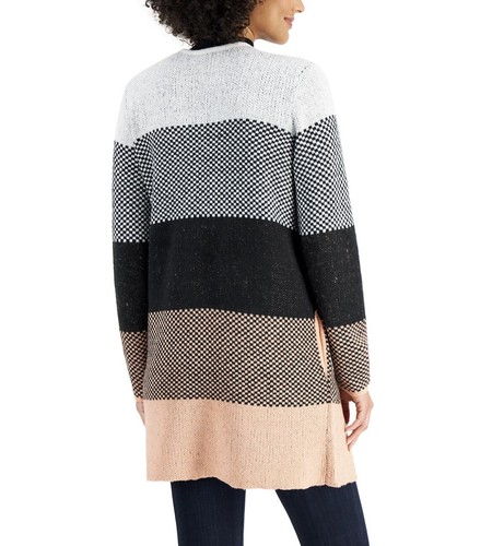 Charter Club Women's Printed Colorblocked Cardigan Size L - 第 3/3 張圖片