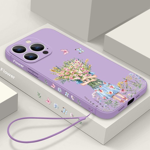 Flowers Girl Phone Case For iPhone 15 Pro Max 14 13 12 11 XR ShockProof Cover - Picture 21 of 22