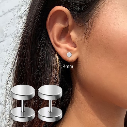 Silver Stud Earrings Screw Back 3-12MM Round Surgical Stainless Steel Jewellery - Picture 31 of 81