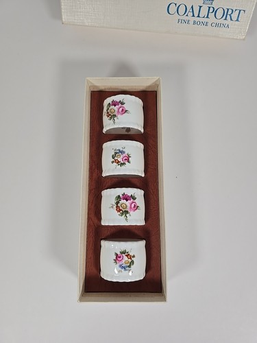 Coalport Ludlow Set of 4 Fine Bone China Napkin Rings Flowers Made in England - Picture 4 of 15