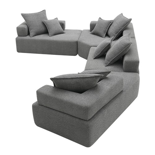 156''Oversized Modular U Shaped Sectional Sofa,Gray - Picture 16 of 21