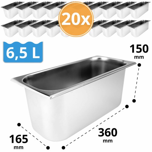 Recipiente de hielo acero inoxidable 6,5 litros 360x165x150 mm | 20 piezas vitrina de hielo heladería - Imagen 1 de 2