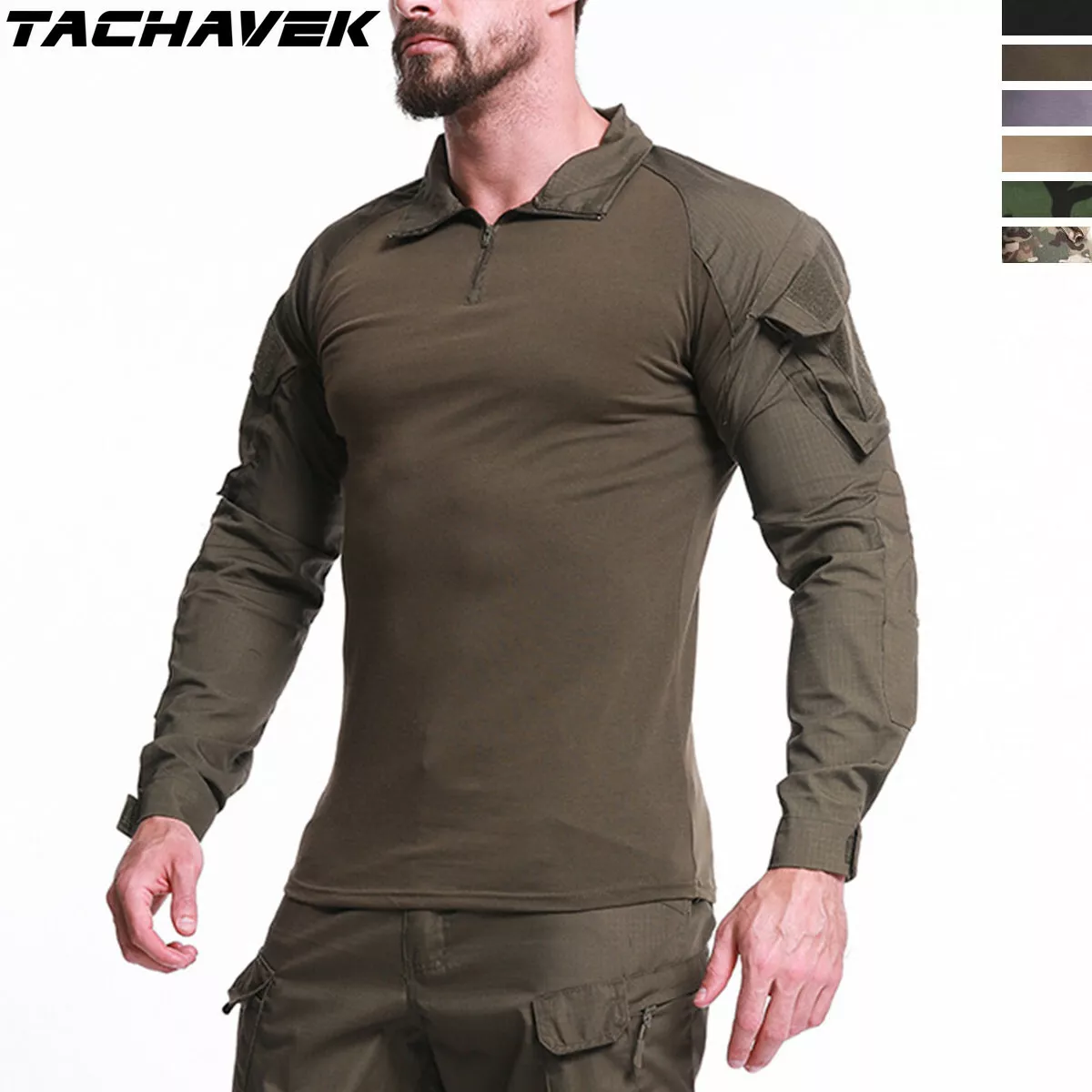 Airsoft Mens Tactical Shirt US Army Military T-Shirt Hunting Combat Camo Casual