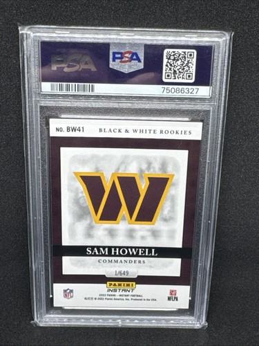 2022 Panini Instant NFL - Black and White Rookies #BW41 Sam Howell (RC) - PSA 10 - Picture 2 of 2
