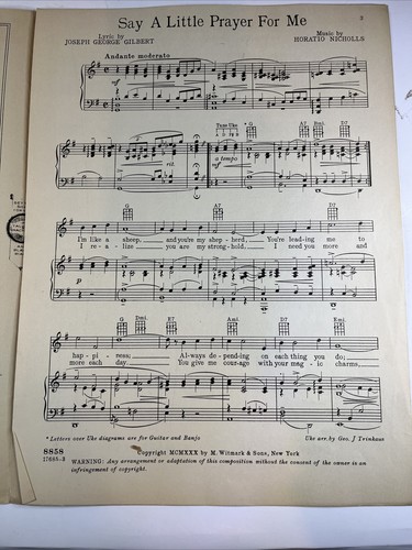 Say a Little Prayer for Me - Ruth Etting, Ziegfeld Star 1930 Vintage Sheet Music - Picture 8 of 14