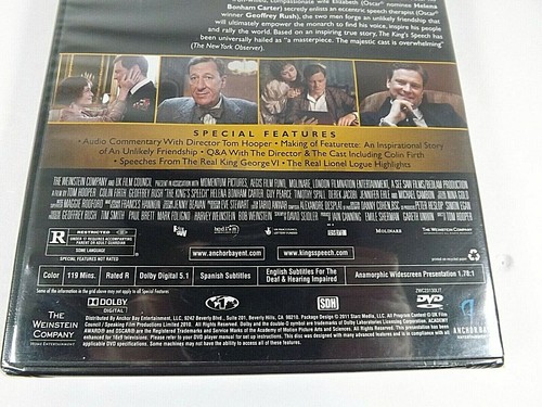 The King's Speech DVD Movie Widescreen Colin Firth, Groffrey Rush New Sealed - Picture 3 of 4