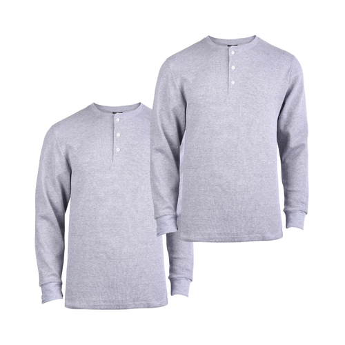 2 Pack Men's Thermal Henley Shirt Cotton Waffle-Knit Long Sleeve S-3XL Tops - Picture 19 of 28