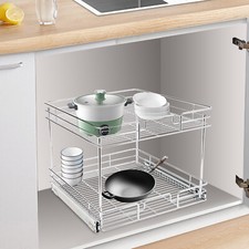 Pull Out Cabinet Organizer 2-Tier Cabinet Pull Out Shelves Kitchen Cabinet