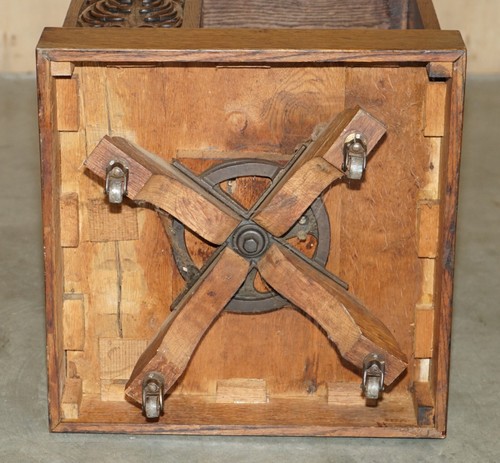 CARVED CIRCA 1880 ANTIQUE VICTORIAN ENGLISH OAK REVOLVING BOOKCASE BOOK TABLE - Picture 16 of 17