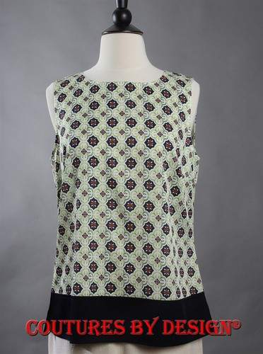 St John Knits Silk Tank,Top,Shell Bright White Multi/ Navy Sz 10 NWT MSRP $465 - Imagen 3 de 4