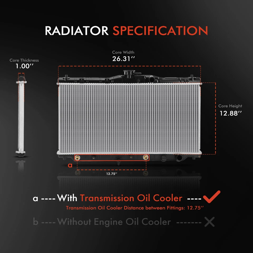 Radiador con enfriador de aceite de transmisión para Honda Accord 1986-1989 2,0 L 19010P1622 Foto 2 de 4