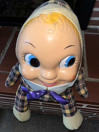 Vintage Humpty Dumpty Doll 2950’s Celluloid Face 12” Plush Egg Toy Stuffed - Picture 2 of 4
