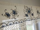 Stunning Art Deco Hand-Embroidered Linen Valance Curtain - Swedish 1930s Vintage