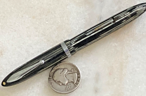 W.A. PLUMA ESTILOGRÁFICA Sheaffer antigua de colección plateada gris perla mini mosaico vintage ee. uu. - Imagen 6 de 10