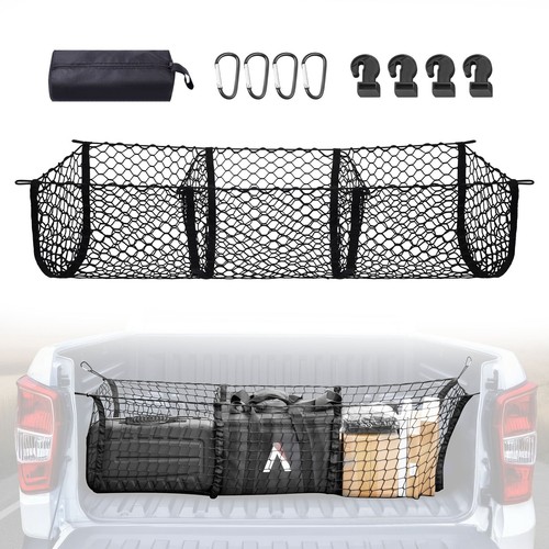 Cargo Net for Car, Expandable 3 Pocket Heavy-Duty Cargo Net Organizer Truck Bed