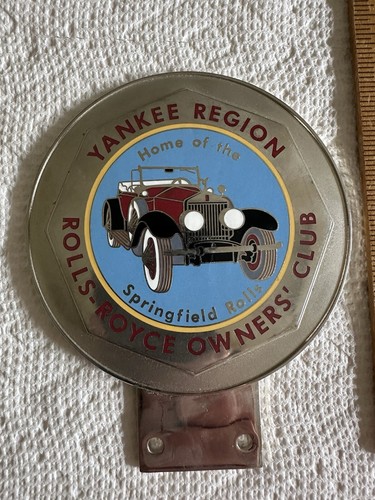 Vintage Rolls Royce Owners Club Yankee Region Plate Topper 4” #084 Nickel Brass - Picture 1 of 6