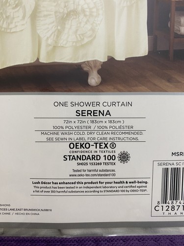 Shower Curtain Shabby Chic Flower Bohemian Ruffle  Ivory LUSH DECOR SERENA NEW - Picture 6 of 8