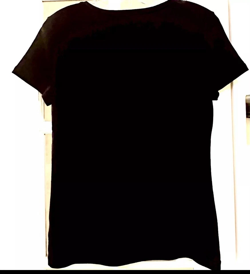 Blusa Talbots azul marinho escuro creme crochê inserção de renda no pescoço algodão pima tamanho M - Imagem 3 de 4