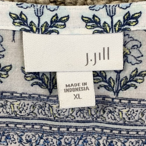 J. Jill Swim Beach Cover Up Tunic Size XL Blue Floral 3/4 Sleeves Sheer Slits - Picture 9 of 15