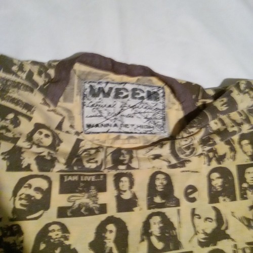 Weed Brand T-Shirt Bob Marley Pattern 100% Cotton Reggae Vintage Y2K RARE MEDIUM - Picture 5 of 8
