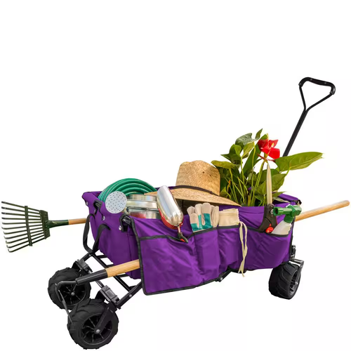 7 Cu. Ft. Folding Garden Wagon Carts in Purple - Picture 6 of 12