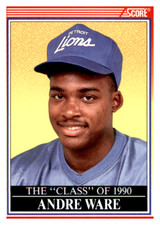 1990 Score Andre Ware Detroit Lions #607 NFL Football Card