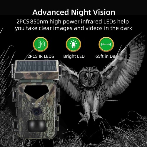 Wildlife Trail Camera 1080P Game Hunting Camera Night Vision Solar Powered IP65 - Picture 7 of 11