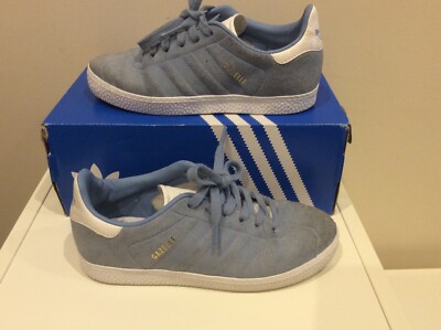 pale blue gazelle suede trainers