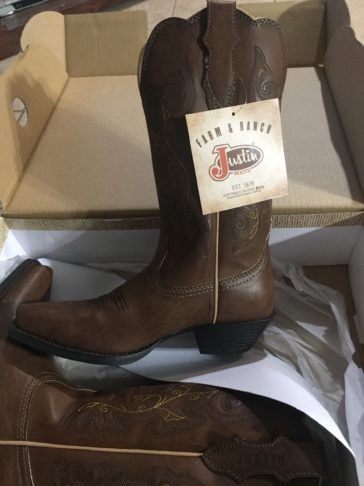 New New New Women's Justin Farm & Ranch Tracy Brown Cowgirl Snip Toe JBL1116 Size 6.5 B f05227 New New New Women's Justin Farm & Ranch Tracy Brown Cowgirl Snip Toe JBL1116 Size 6.5 B f05227