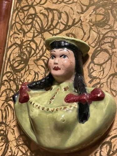 Cappello con ciotola vintage uomo e donna busto da appendere a parete stile vittoriano arte rialzata - Foto 5 di 11