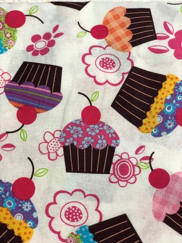 Birthday cupcakes fabric gift bag - white - handmade - 21" tall - name option - Picture 2 of 4