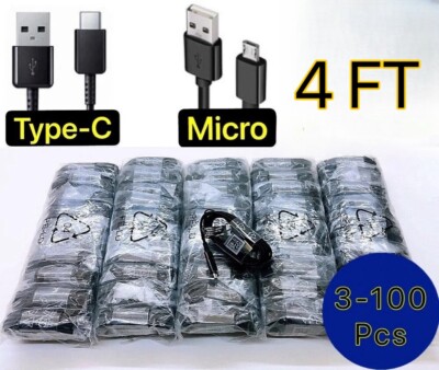 LOT 10-100 Type-C USB-C Fast Charging Cable For Samsung Phone Android iPhone