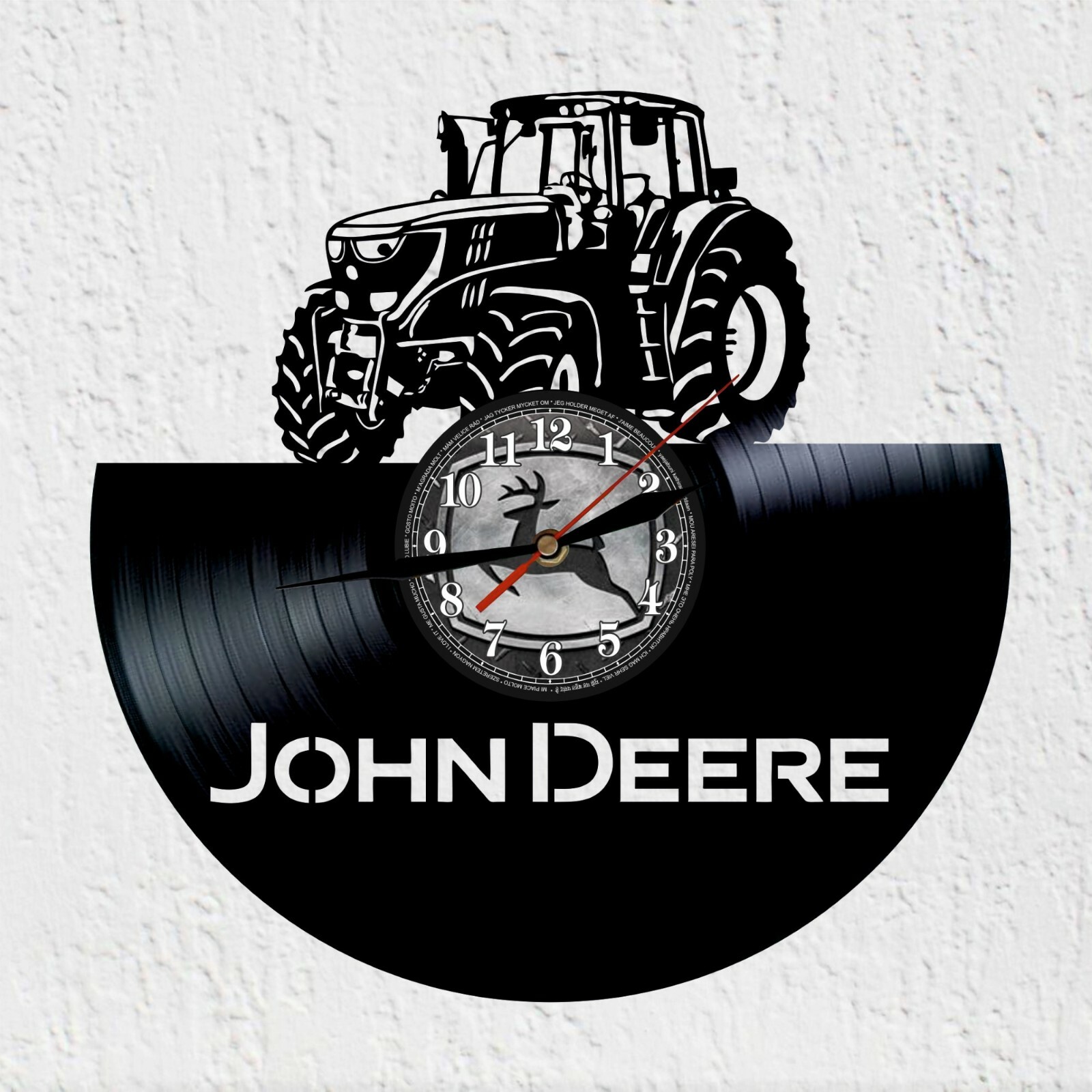 Reloj disco vinilo Tractor Little John agricultura campo decoración john deere