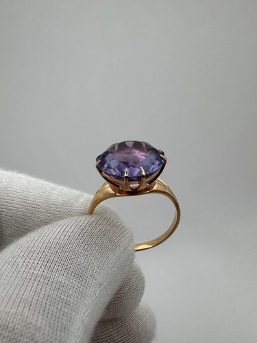 Vintage Retro Women's Ring 14K 583 Rose Gold Large Stone 6.32g - 10.5 size - Picture 12 of 20